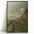Modern Wall Art - Seated Man with Dog in Serene Outdoor Setting