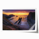 Stunning landscape print showcasing dramatic cliffs with vibrant colors, rolled and ready for display, ideal for enhancing home decor or art collections.