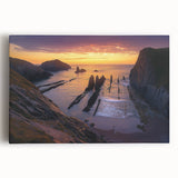 Stretched canvas artwork depicting a breathtaking cliff landscape with vibrant colors and intricate details, perfect for home decor or office space enhancement.