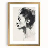 Dining Room Wall Art – Elegant Black & White Portrait Sketch
