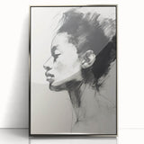 Dining Room Wall Art – Elegant Black & White Portrait Sketch