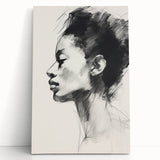 Dining Room Wall Art – Elegant Black & White Portrait Sketch