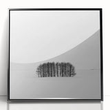 Framed Office Art – Minimalist Black and White Winter Scene