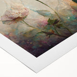 Elegant abstract floral wall art on rolled canvas, showcasing vibrant colors and intricate designs, perfect for modern home decor. Packaged securely in a cardboard tube for safe delivery.