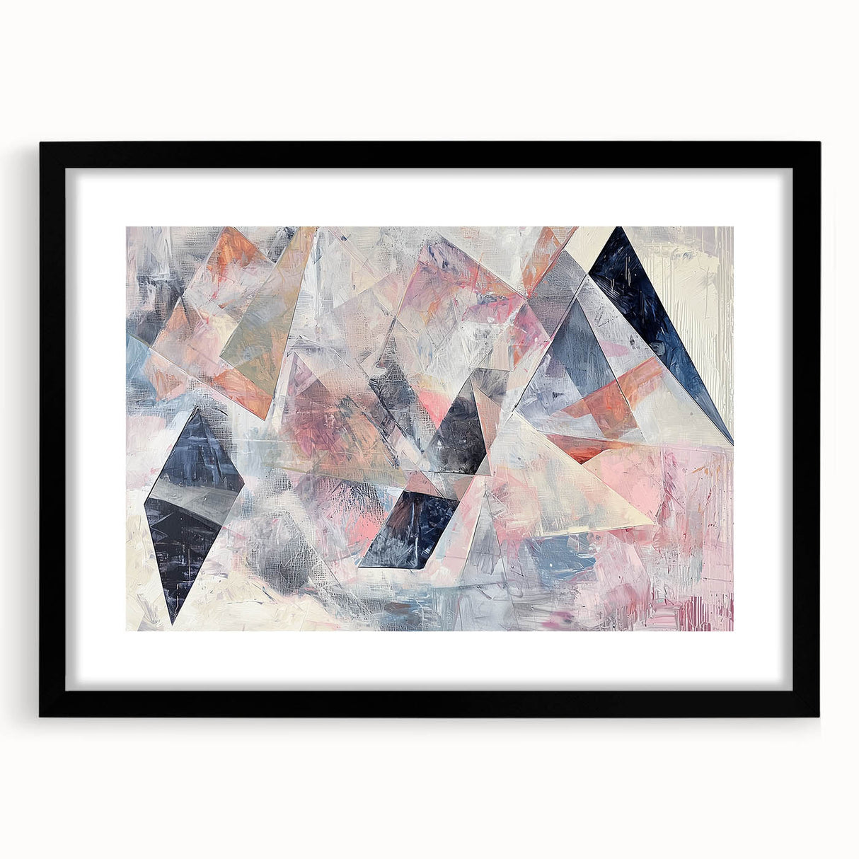 Abstract geometric frame with a matte black finish, showcasing a modern design ideal for contemporary home decor. Perfect for enhancing interior aesthetics.