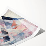 Abstract geometric rolled print showcasing vibrant colors and intricate patterns, designed for modern home decor, elegantly packaged in a protective tube.