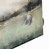 Close-up of an abstract landscape wall art piece showcasing vibrant colors and fluid shapes, printed on high-quality acrylic glass for a modern aesthetic.