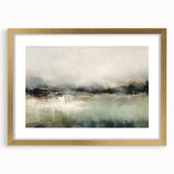 Abstract landscape wall art framed with a gold mat, showcasing vibrant colors and intricate details, ideal for modern home decor and artistic expression.