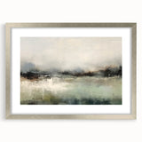 Abstract landscape wall art framed with a silver mat, showcasing vibrant colors and a modern design, perfect for enhancing home decor and adding a contemporary touch to any room.