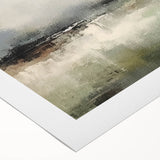 Abstract landscape wall art on rolled canvas, showcasing vibrant hues of blue and green with dynamic brush strokes, perfect for modern home decor.