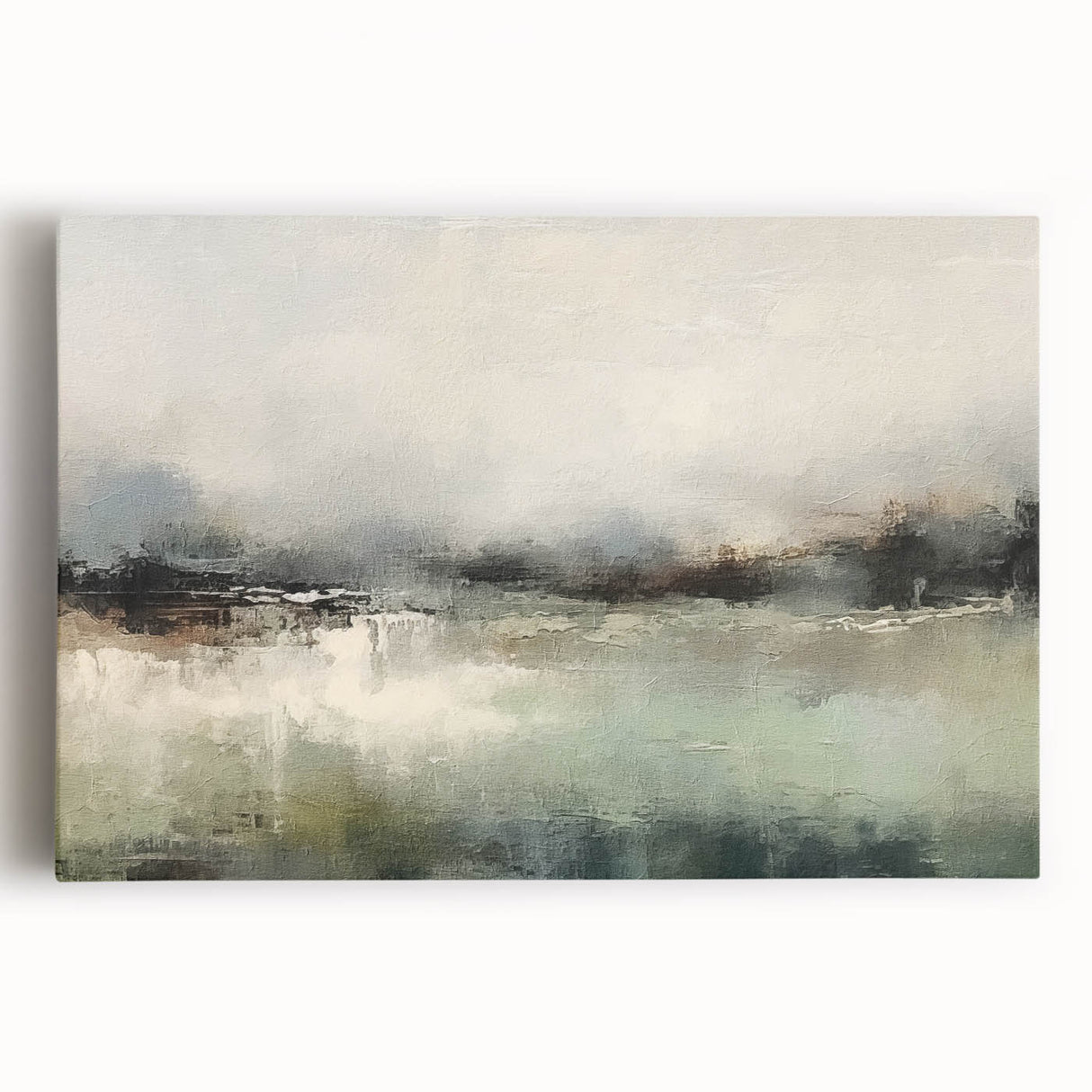 Abstract landscape wall art on stretched canvas, showcasing vibrant colors and dynamic shapes, perfect for modern home decor. Ideal for adding artistic flair to living spaces.
