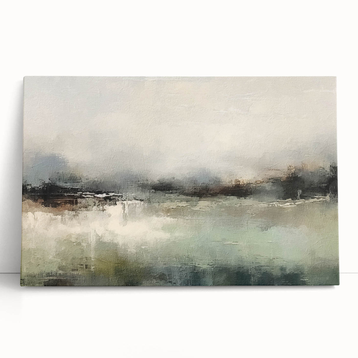 Abstract landscape wall art on stretched canvas showcasing vibrant colors and flowing designs, perfect for modern home decor. Ideal for enhancing living spaces.