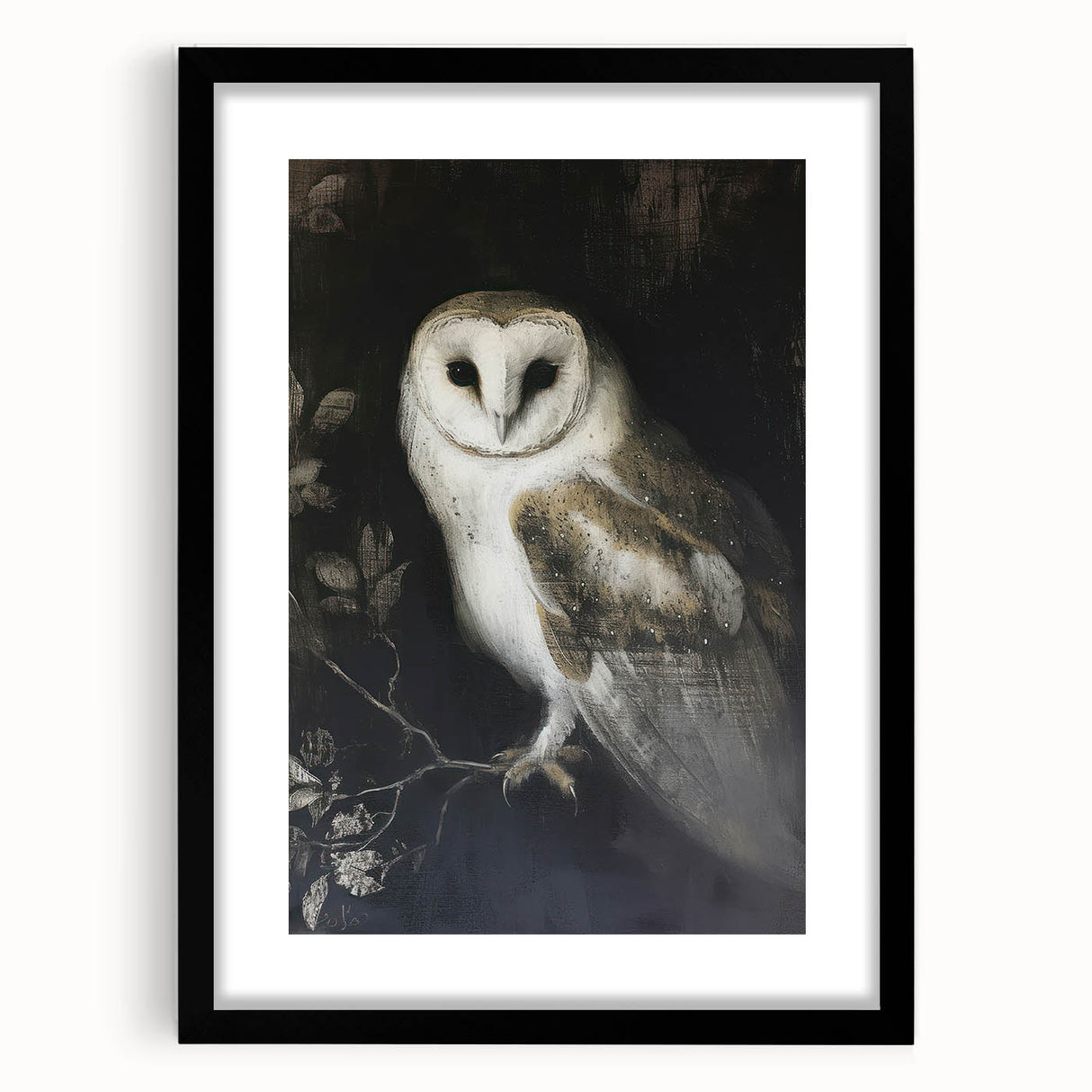 Framed animal artwork with a black mat, showcasing a vibrant and detailed design of various wildlife, perfect for home decor or nature-themed spaces.