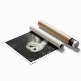 Rolled canvas print showcasing a vibrant animal design featuring colorful illustrations of various wildlife. Packaged securely in a protective tube for safe transport.