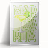 Mid-century modernist art poster featuring a stylized food and drink motif in pastel shades, acrylic framed.