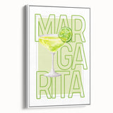 Vintage poster art of colorful food and drinks on a large framed canvas, ideal for living room decor.