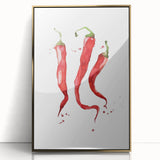 Large art print featuring an array of fruits in gold acrylic, framed, in a mid-century modernist style.