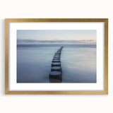 Elegant gold landscape bridge frame with a mat, showcasing a contemporary design. Perfect for enhancing home decor or gallery displays, creating a sophisticated atmosphere.