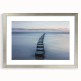 Landscape bridge frame with a silver mat, showcasing an elegant front view that highlights its sleek design and modern aesthetic, perfect for home decor.