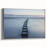Framed canvas artwork showcasing a vibrant landscape bridge scene with silver accents, ideal for modern home decor. Perfect for enhancing any living space.