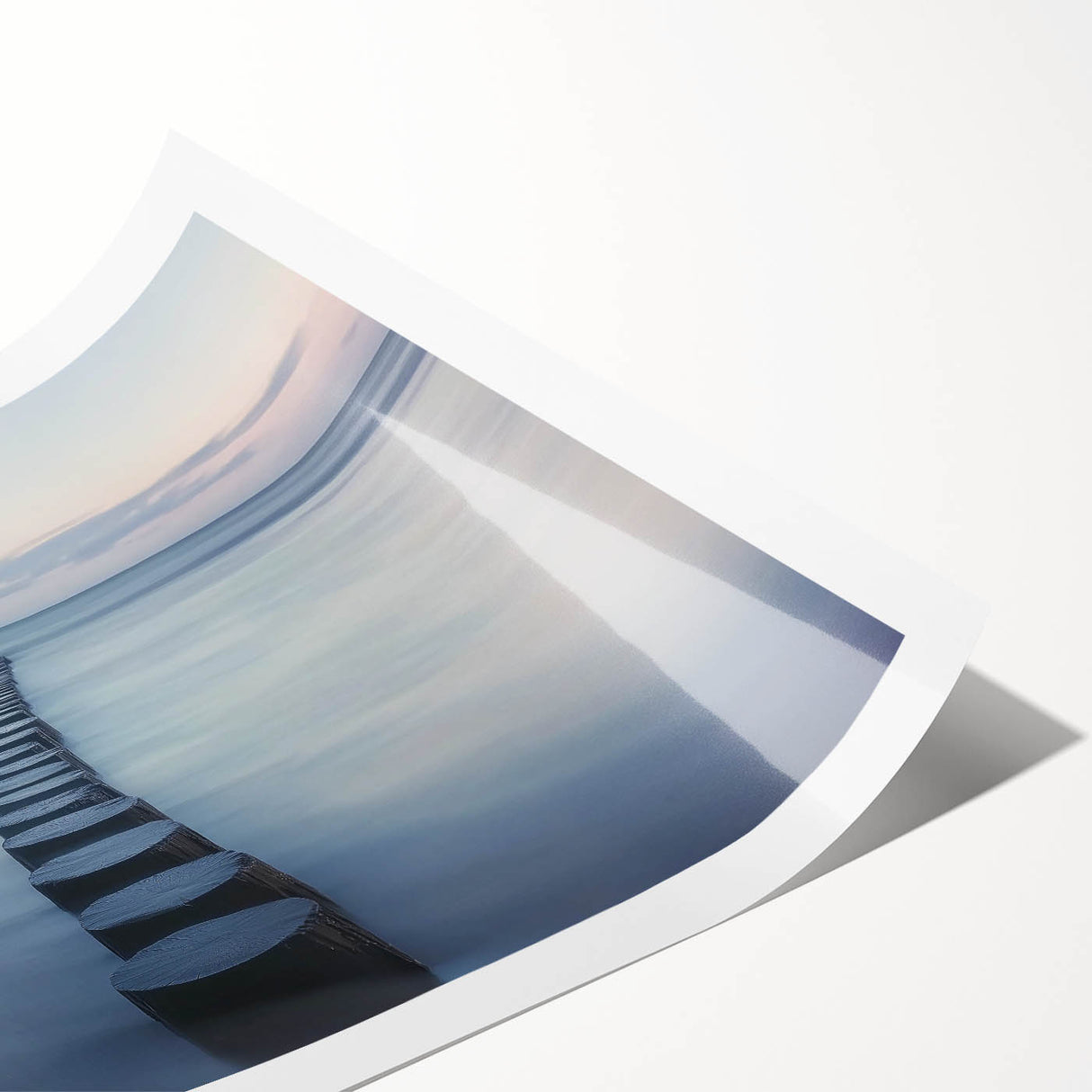 Landscape art print depicting a serene bridge surrounded by lush greenery and vibrant flowers, rolled and securely packaged in a protective cardboard tube. Perfect for home decor enthusiasts.