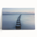 Stretched canvas artwork depicting a serene landscape bridge scene, featuring vibrant colors and intricate details, ideal for home decor or art collectors.