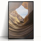 Framed acrylic art piece showcasing a stunning landscape of canyons, featuring rich earthy tones and detailed textures, ideal for enhancing modern home decor.