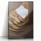 Framed acrylic artwork showcasing a stunning landscape of canyons, featuring vibrant colors and intricate details, perfect for enhancing modern home decor.