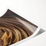 Stunning landscape print showcasing vibrant canyons with rich earthy tones, rolled and ready for display, perfect for home decor enthusiasts and nature lovers.