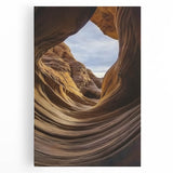 Stretched canvas artwork depicting a stunning landscape of canyons with vibrant colors and intricate details, ideal for home decor or art lovers. Perfect for adding a serene touch to any room.