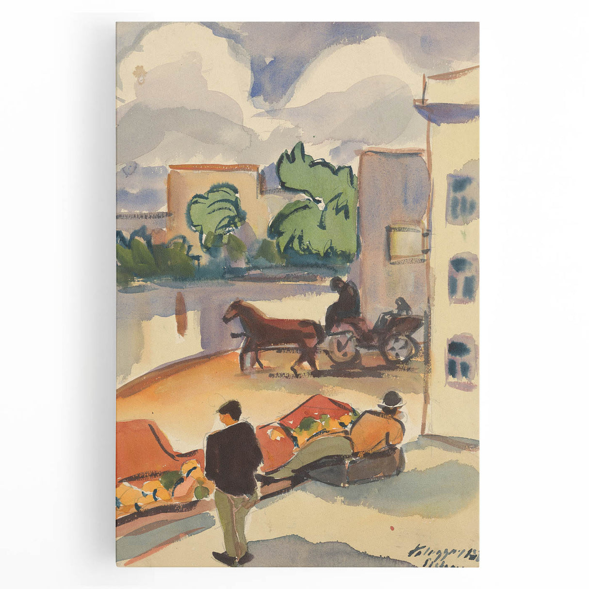 Modern Wall Art - Colorful Provincial Street Scene - Contemporary Art Print