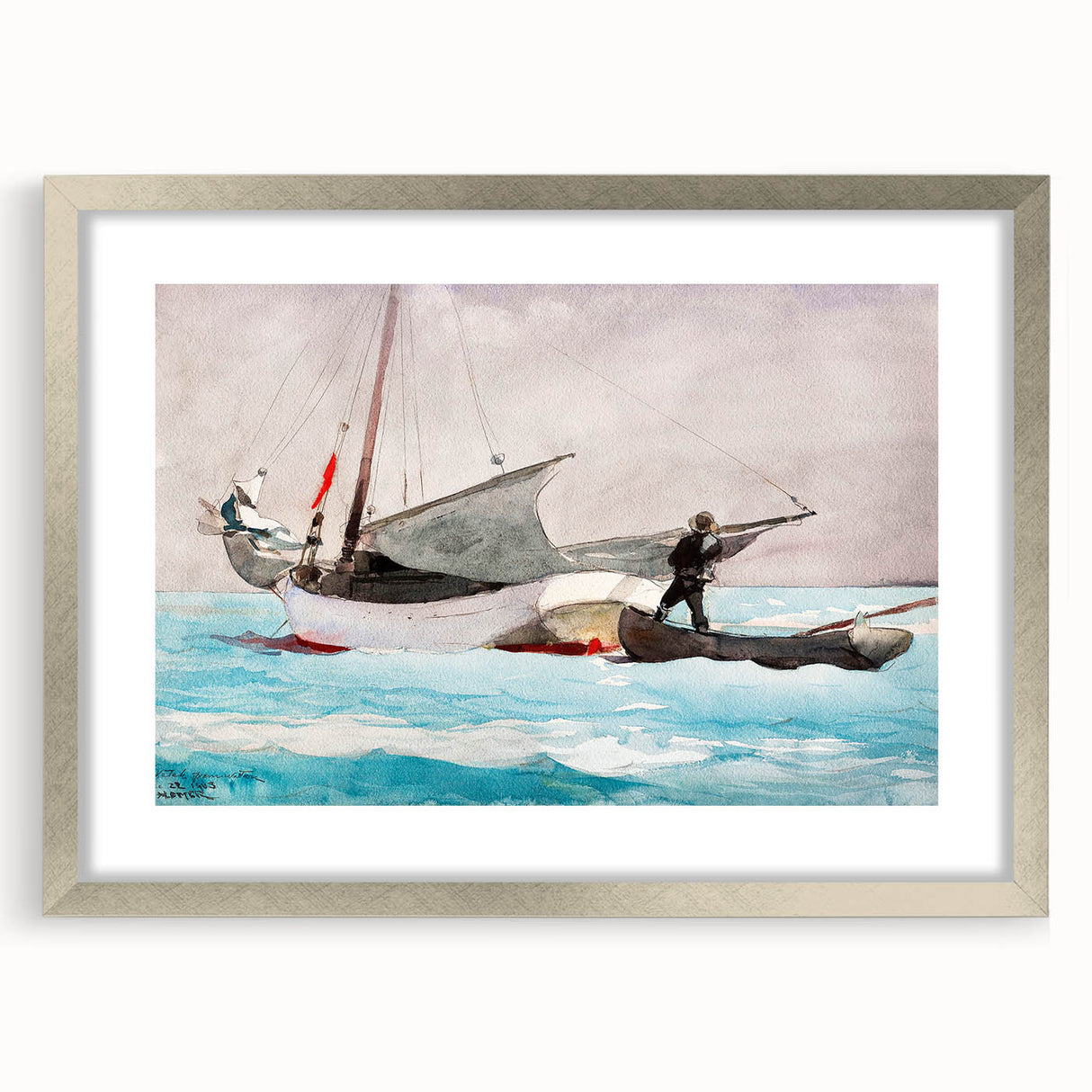 Stowing Sail Nautical Realism Art Print - Winslow Homer Maritime Canvas