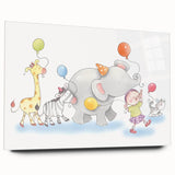Cheerful Animal Parade Nursery Wall Art - Kids Room Prints