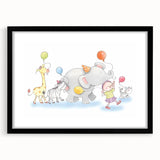 Cheerful Animal Parade Nursery Wall Art - Kids Room Prints