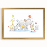 Cheerful Animal Parade Nursery Wall Art - Kids Room Prints