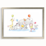 Cheerful Animal Parade Nursery Wall Art - Kids Room Prints
