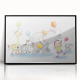 Cheerful Animal Parade Nursery Wall Art - Kids Room Prints