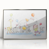 Cheerful Animal Parade Nursery Wall Art - Kids Room Prints