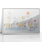 Cheerful Animal Parade Nursery Wall Art - Kids Room Prints