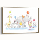 Cheerful Animal Parade Nursery Wall Art - Kids Room Prints