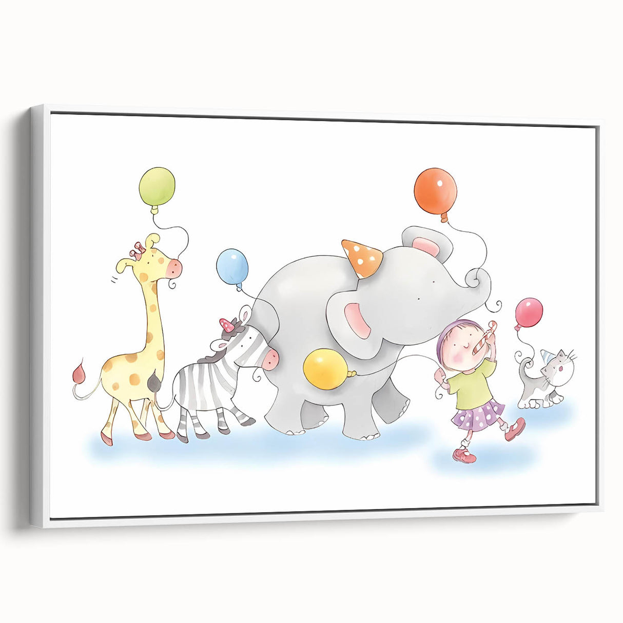 Cheerful Animal Parade Nursery Wall Art - Kids Room Prints