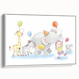 Cheerful Animal Parade Nursery Wall Art - Kids Room Prints