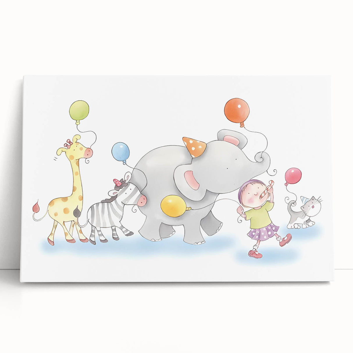 Cheerful Animal Parade Nursery Wall Art - Kids Room Prints