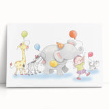 Cheerful Animal Parade Nursery Wall Art - Kids Room Prints