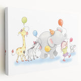 Cheerful Animal Parade Nursery Wall Art - Kids Room Prints