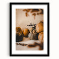 Extra large abstract art print featuring vibrant autumn hues on a textured canvas, framed in black.