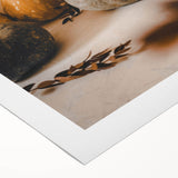 Art deco poster featuring an autumnal scene with orange and brown hues on rolled canvas, suitable for dining room decor.