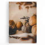 Large black and white stretched canvas featuring a minimalist autumn tree, ideal for kitchen wall art.