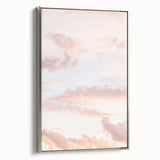 Landscape art painting on framed canvas featuring a vintage sunset scene with colorful sky and black silhouettes.