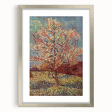 Textured abstract art print in muted earth tones, framed in silver, ideal for bedroom wall decor.